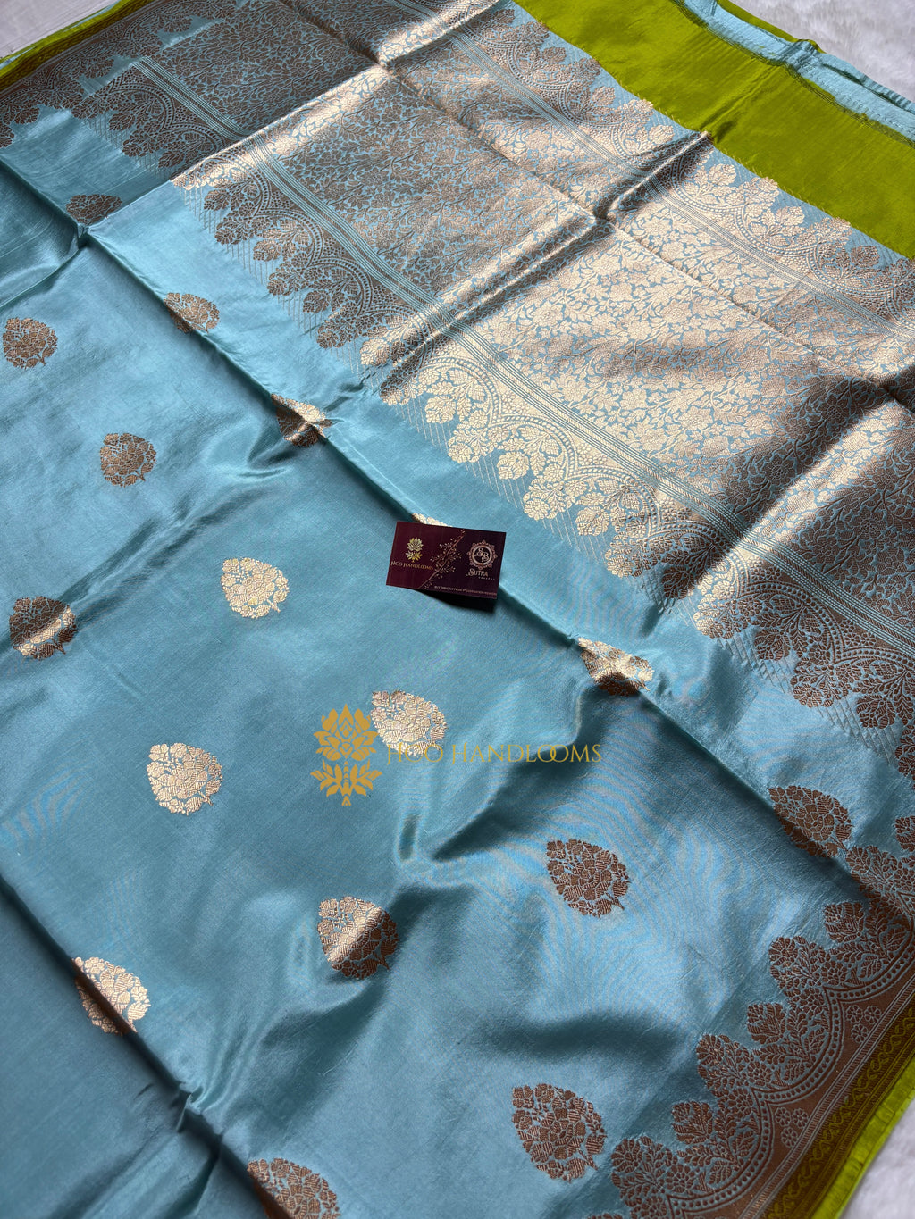 Pure Mango Katan Silk Handloom Banarasi Saree - All Over Kadhua Motifs