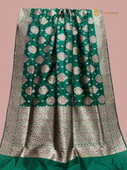 Regal Green Pure Katan Silk Handloom Banarasi Saree - All Over Meenakari Motifs