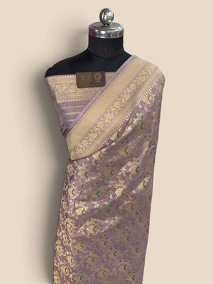 Regal Pure Katan Silk Handloom Banarasi Saree - All Over Jaal Work With Meenakari