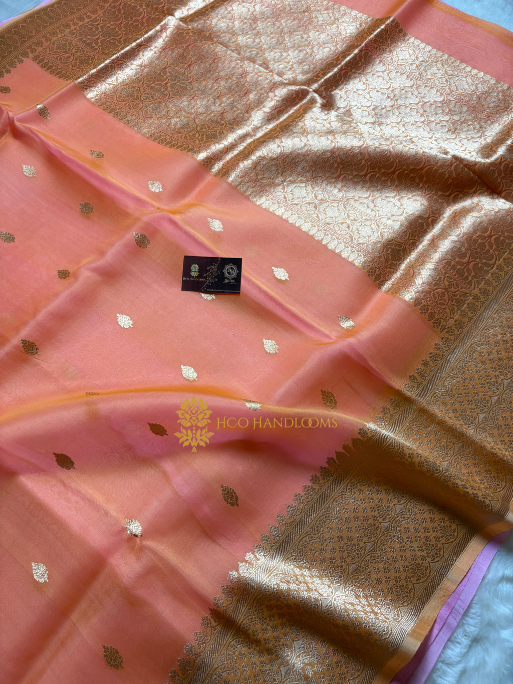 Pure Kora Silk Handloom Banarasi Saree - All Over Kadhua Motifs
