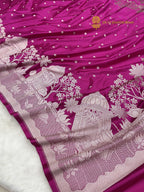 Deep Rani Premium Mashru Katan Silk Banarasi Saree - All Over Dot Motifs And Beautiful Border