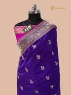 Regal Purple Pure Katan Silk Handloom Banarasi Saree - All Over Kadua Motifs