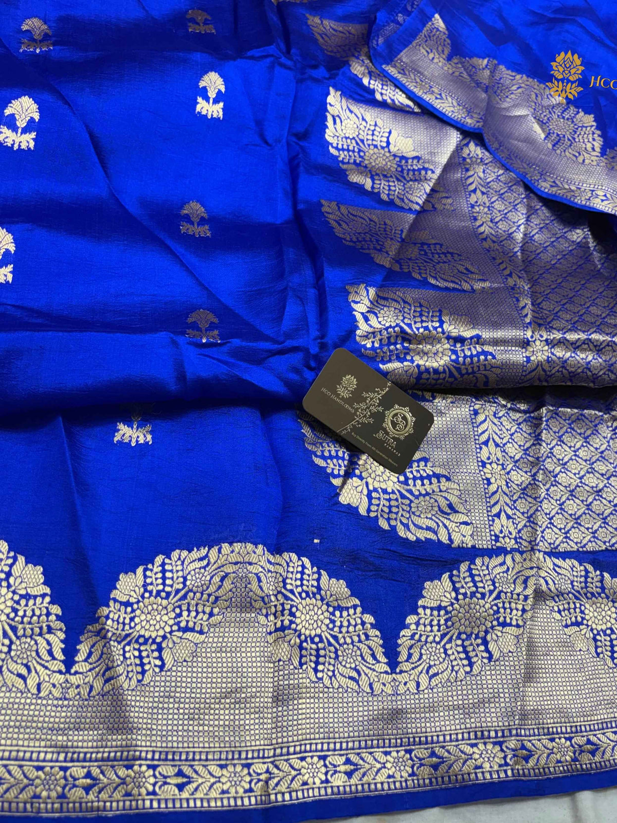 Blue Pure Mango Katan Silk Handloom Banarasi Saree - All Over Motifs