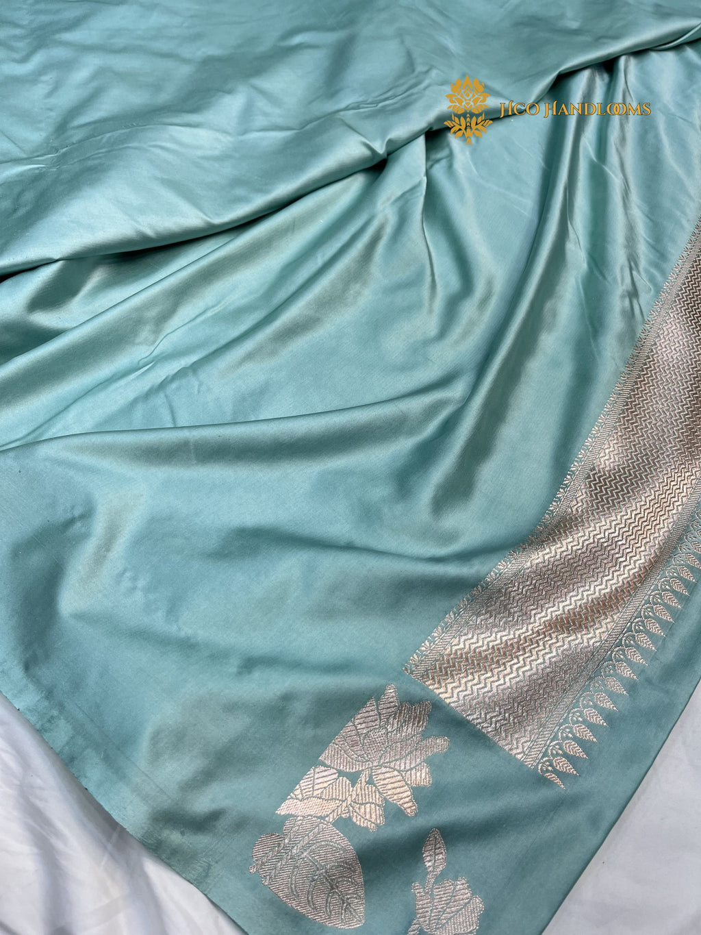 Light Blue Premium Mashru Katan Silk Banarasi Saree - All Over Smnall Motifs