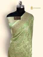 Premium Mashru Katan Silk Banarasi Saree - All Over Jangla