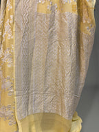 Yellow Pure Khaddi Georgette Silk Handloom Banarasi Saree - Silver Zari