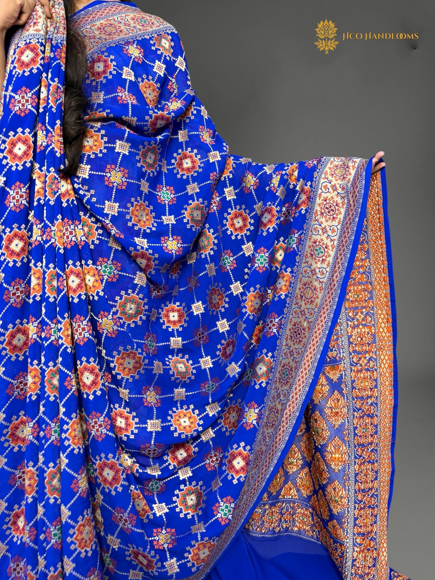 Pure Khaddi Georgette Silk Handloom Banarasi Saree - All Over Meenakari Jangla