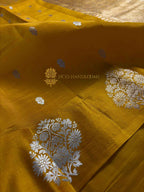 Pure Raw Mango Silk Handloom Banarasi Saree - All Over Kadhua Motifs