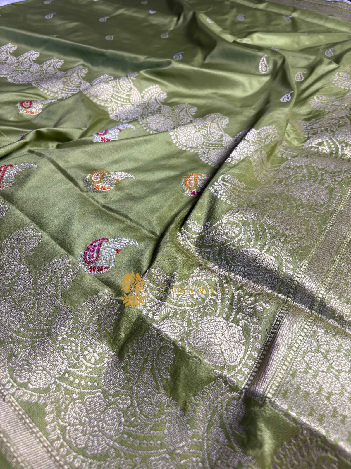 Pure Katan Silk Handloom Banarasi Saree - All Over Kadhua Meenakari Motifs