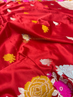 Premium Mashru Katan Silk Meenakari Floral Motifs Banarasi Saree