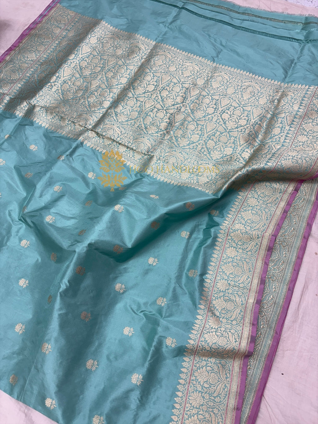 Regal Pure Katan Silk Handloom Banarasi Saree - All Over Kadhua Motifs