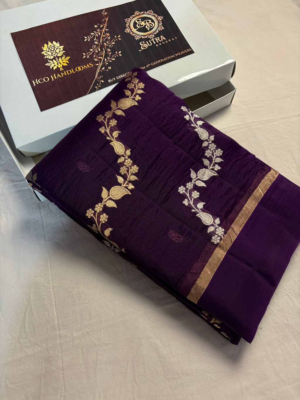 Pure Kora Silk Handloom Banarasi Saree - All-Over Kadhua Lahariya