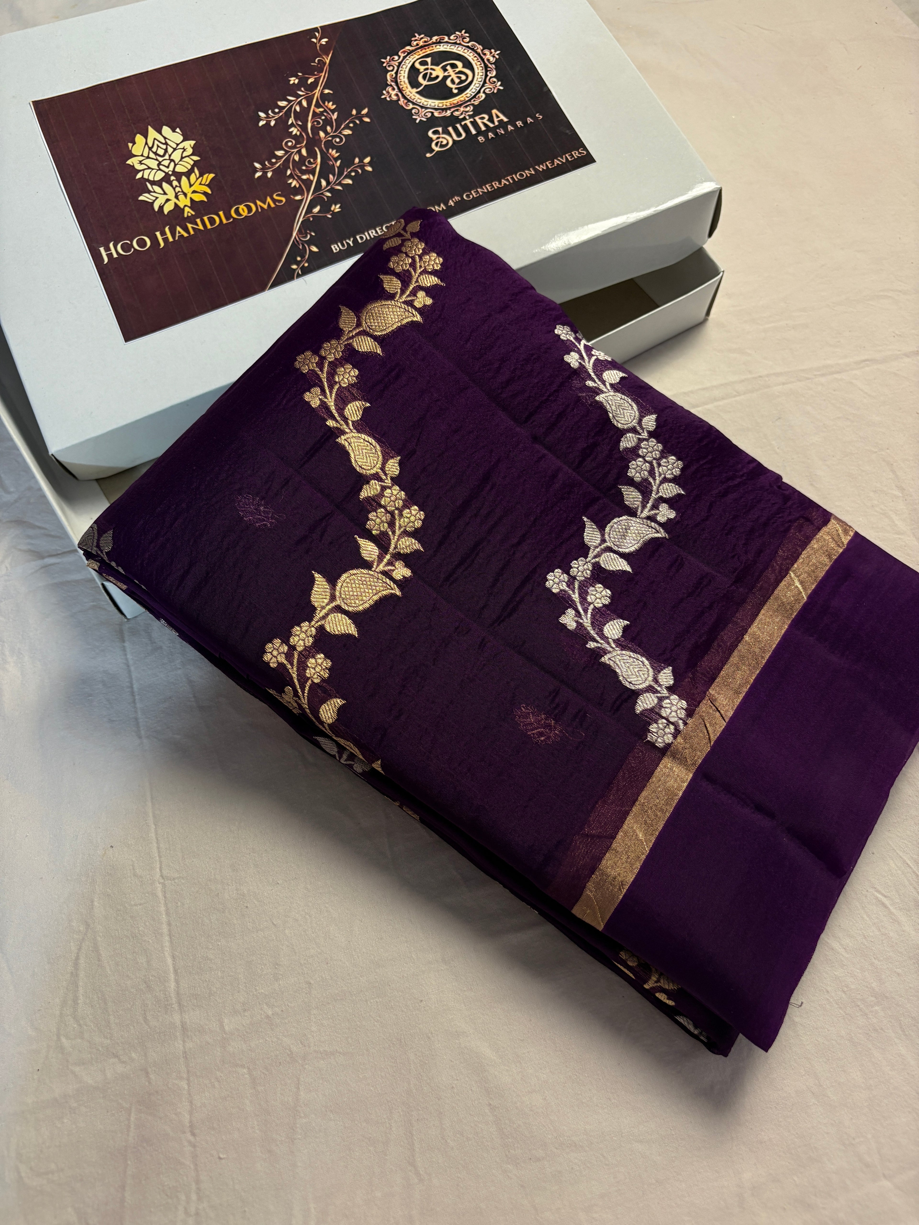 Pure Kora Silk Handloom Banarasi Saree - All-Over Kadhua Lahariya
