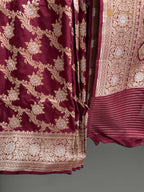 Regal Pure Katan Silk Handloom Banarasi Saree - All Over Jaal Work With Meenakari