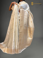Pure Mashru Crepe Silk Banarasi Saree - All Over Motifs