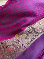 Purple Premium Mashru Katan Silk Tanchui Brocade Banarasi Saree