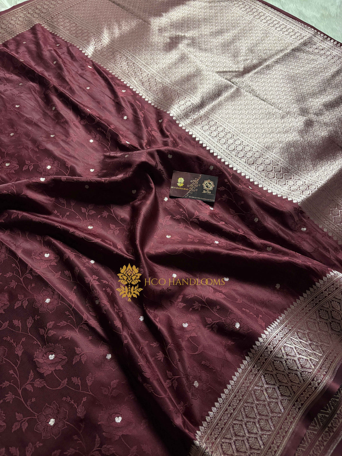 Premium Mashru Katan Silk Banarasi Saree With Tanchui Brocade Floral Motifs