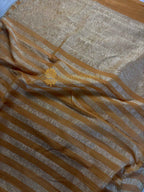Pure Moonga Crush Tissue Silk Handloom Banarasi Saree