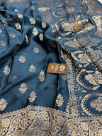 Blue Premium Soft Silk Banarasi Saree - All Over Motifs