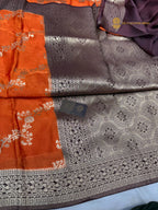 Premium Mashru Crepe Silk Banarasi Saree - All Over Floral Diagonal