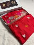 Premium Mashru Katan Silk Meenakari Floral Motifs Banarasi Saree