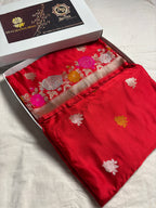 Premium Mashru Katan Silk Meenakari Floral Motifs Banarasi Saree