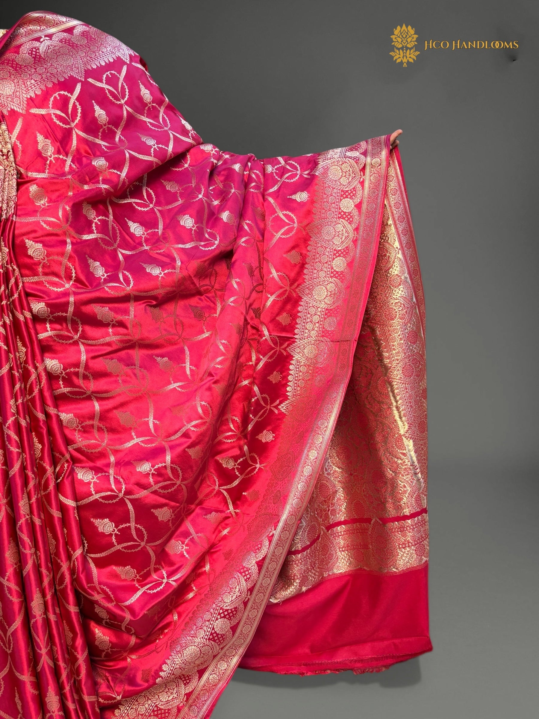 Premium Mashru Katan Silk Banarasi Saree - All Over Jaal Pattern