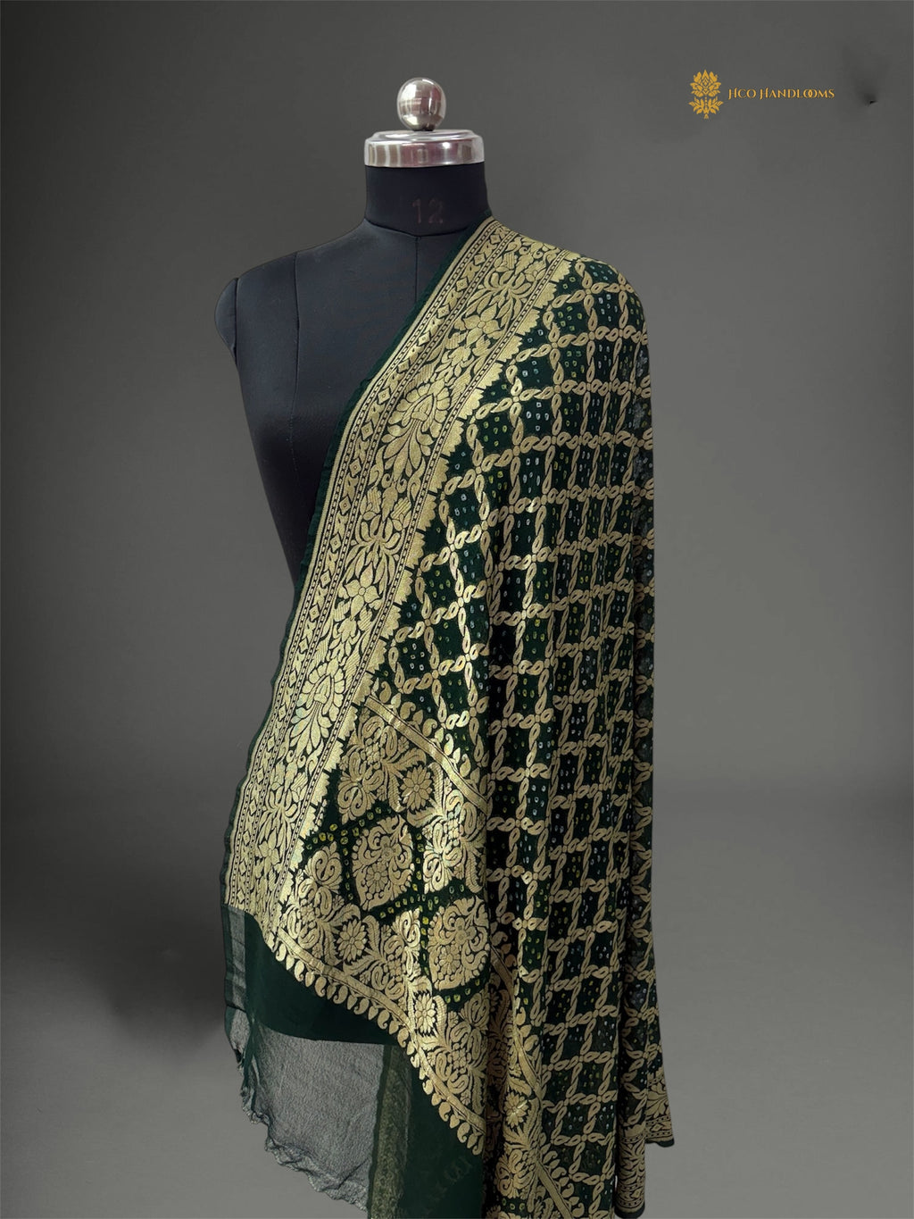 Pure Georgette Banarasi Bandhej Handloom Dupatta