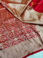 Regal Red Pure Katan Silk Handloom Banarasi Saree - All Over Brocade