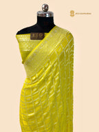 Pure Khaddi Georgette Silk Handloom Banarasi Saree - All Over Jaal