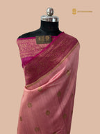 Rani Pink Pure Tussar Silk Handloom Banarasi Saree - All Over Motifs