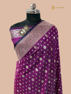 Purple Premium Mashru Katan Silk Tanchui Brocade Banarasi Saree