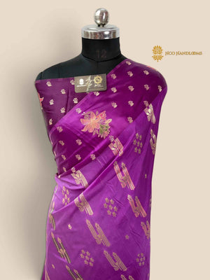 Purple Gradient Premium Soft Silk Banarasi Saree - All Over Meenakari Motifs