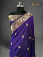 Regal Purple Pure Katan Silk Handloom Banarasi saree - All Over Kadhua Meenakari Motifs