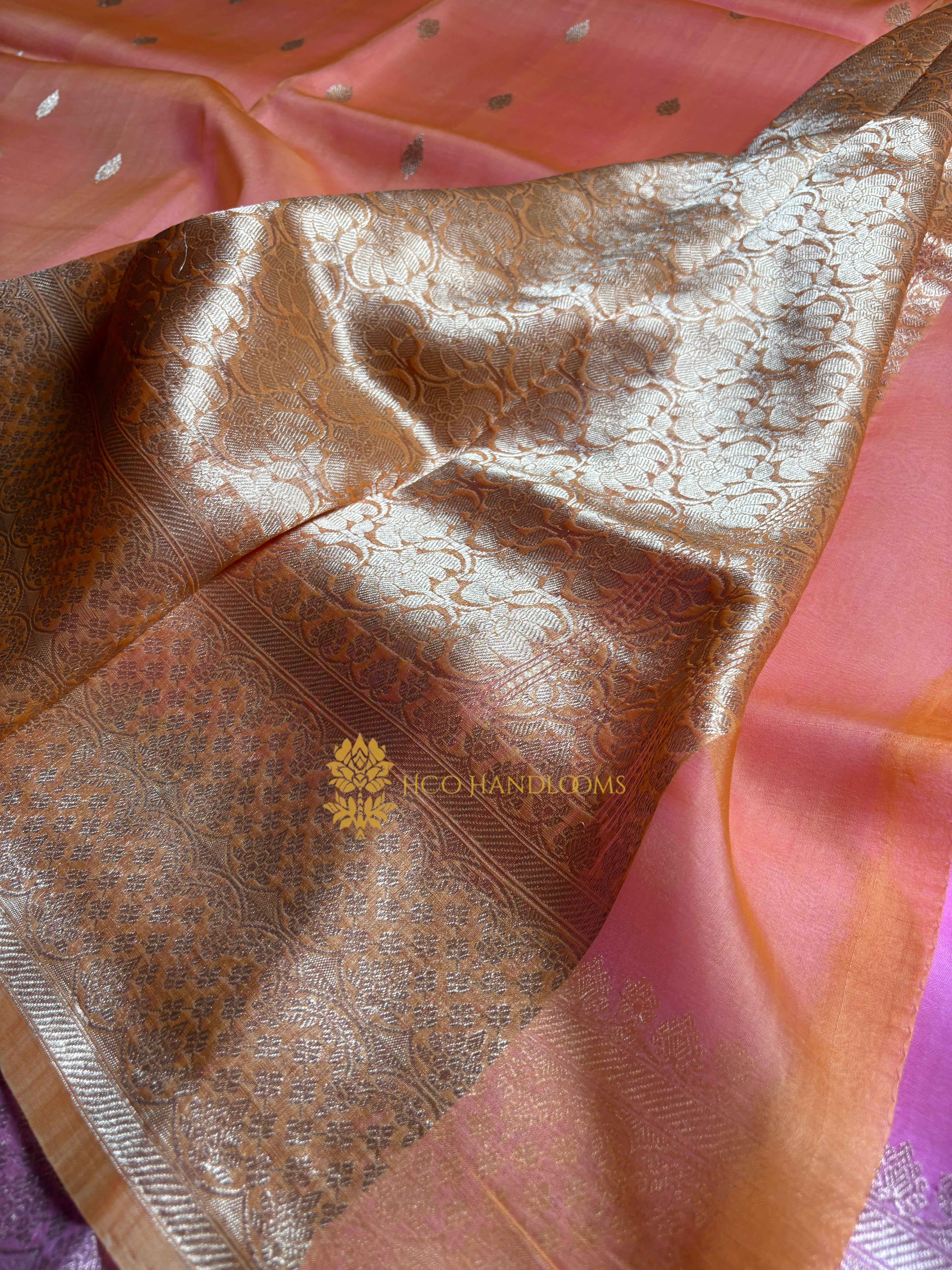 Pure Kora Silk Handloom Banarasi Saree - All Over Kadhua Motifs