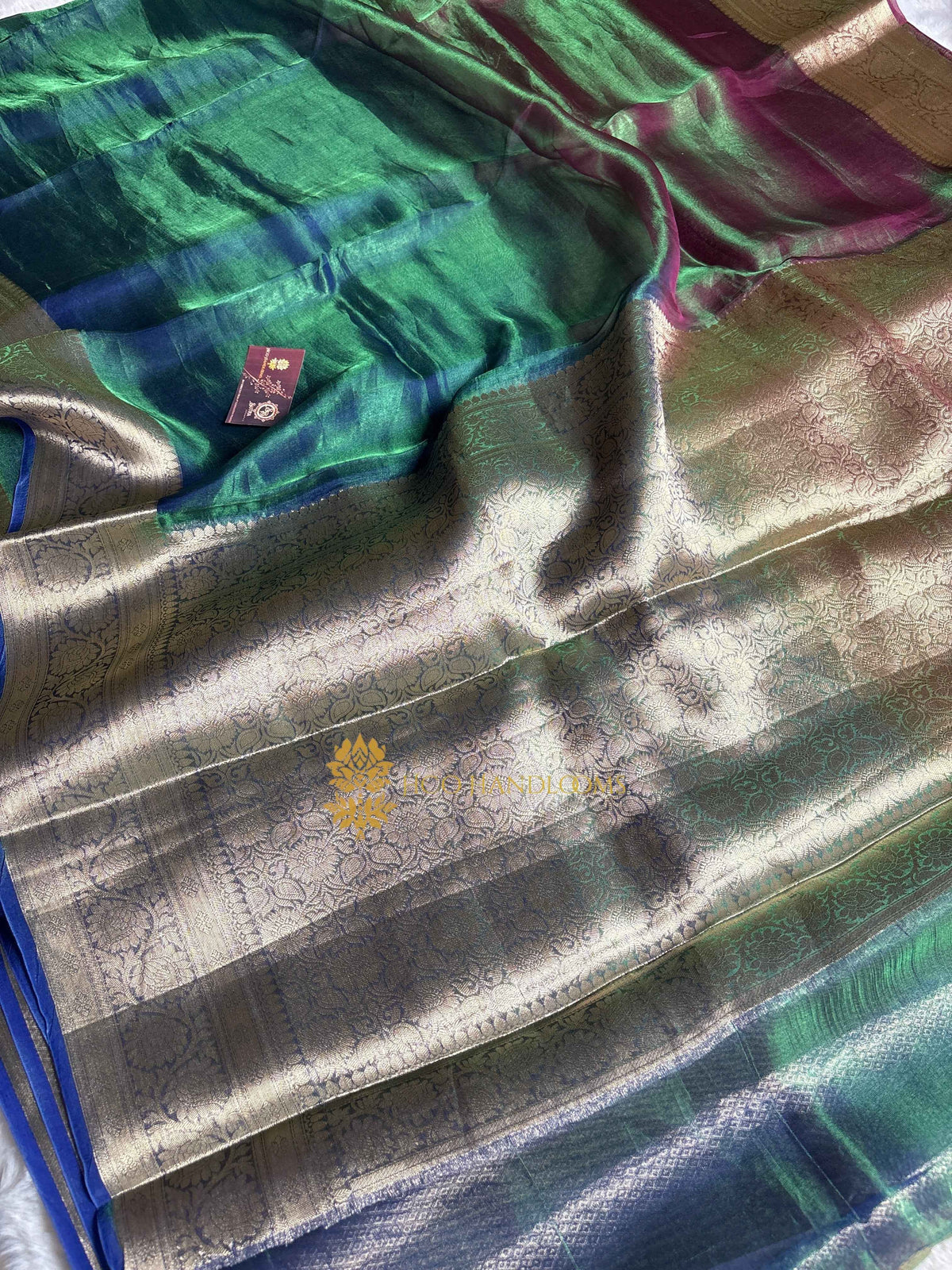 Pure Tissue Silk Plain Multicolour Handloom Banarasi Saree