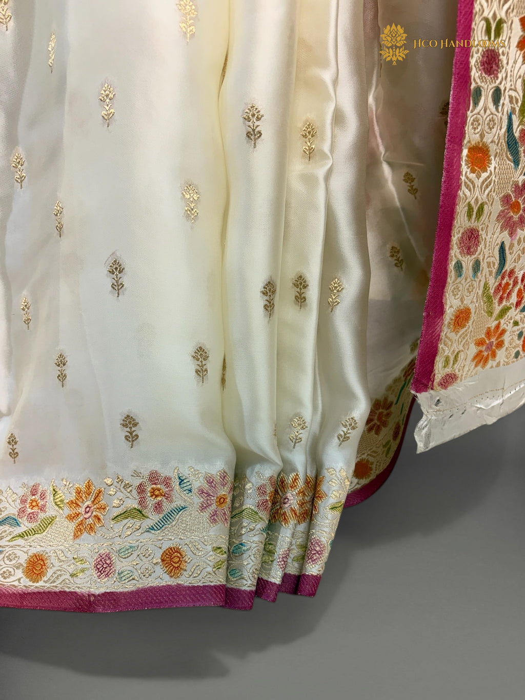 Premium Mashru Crepe Silk Banarasi Saree - All Over Small Motifs