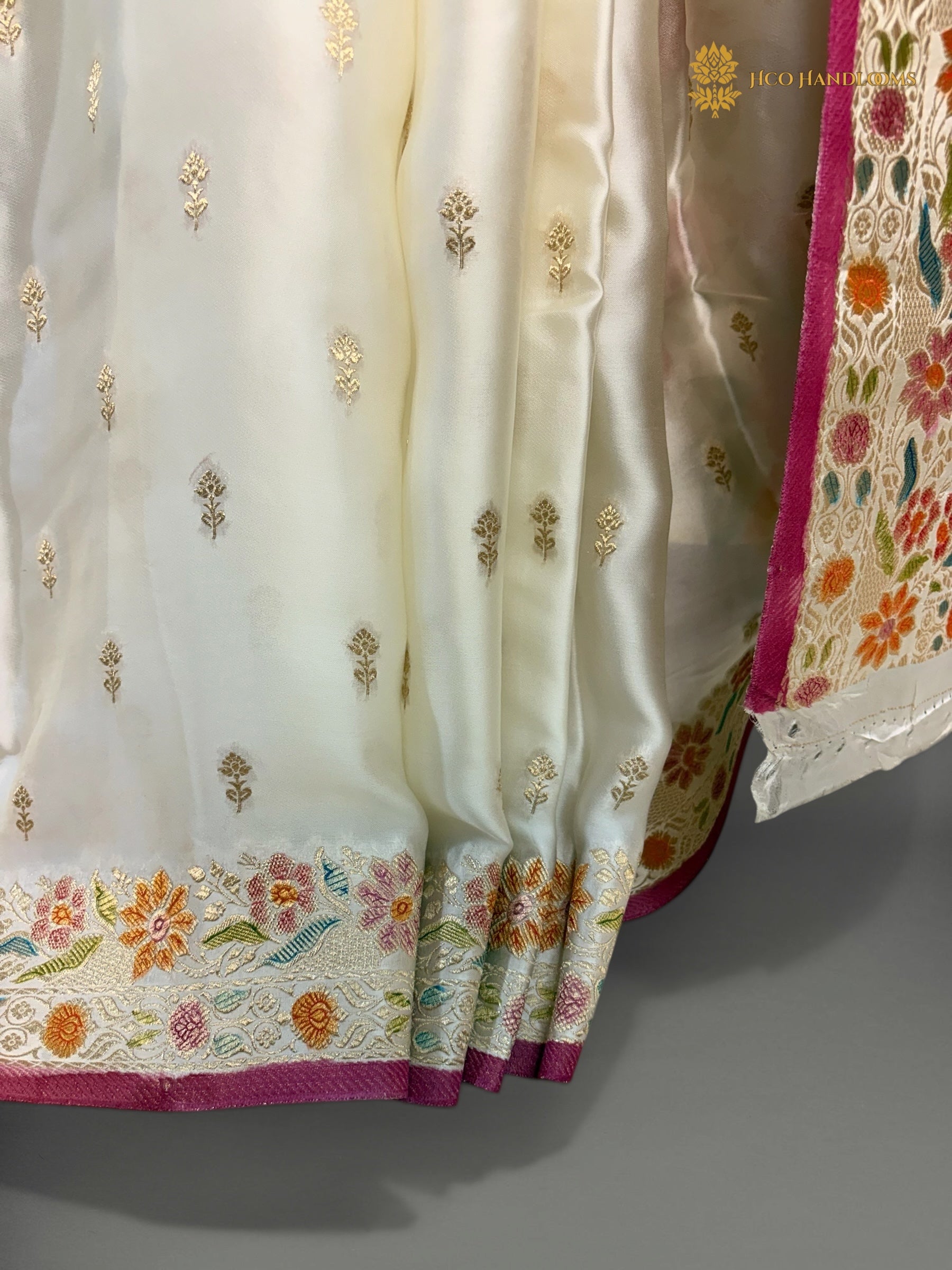 Premium Mashru Crepe Silk Banarasi Saree - All Over Small Motifs