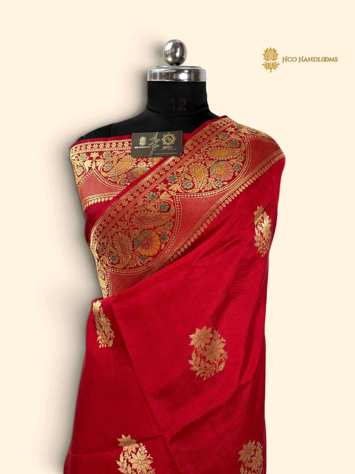 Red Pure Mango Katan Silk Handloom Banarasi Saree - All Over Motifs