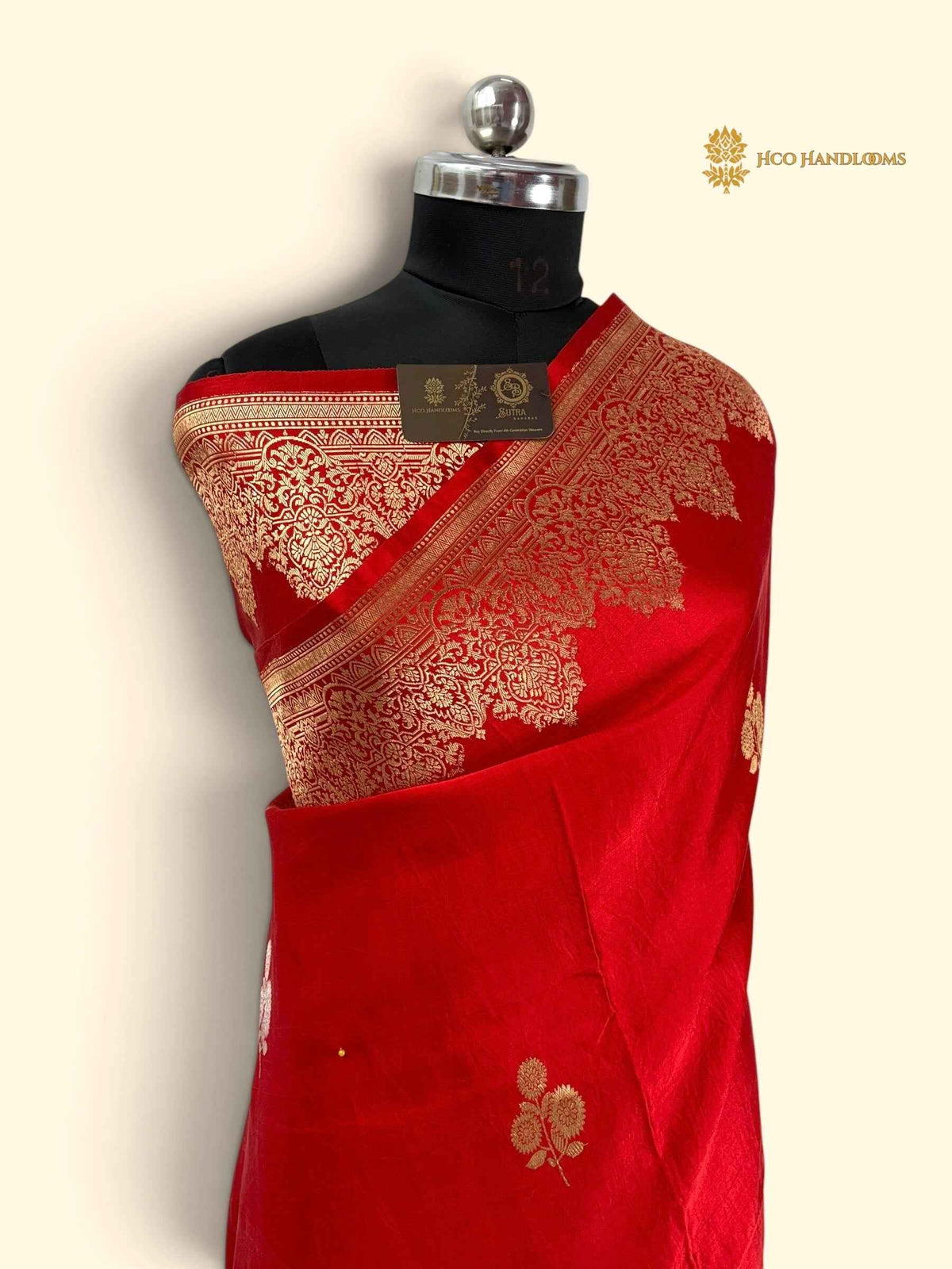 Red Pure Mango Katan Silk Handloom Banarasi Saree - All Over Motifs