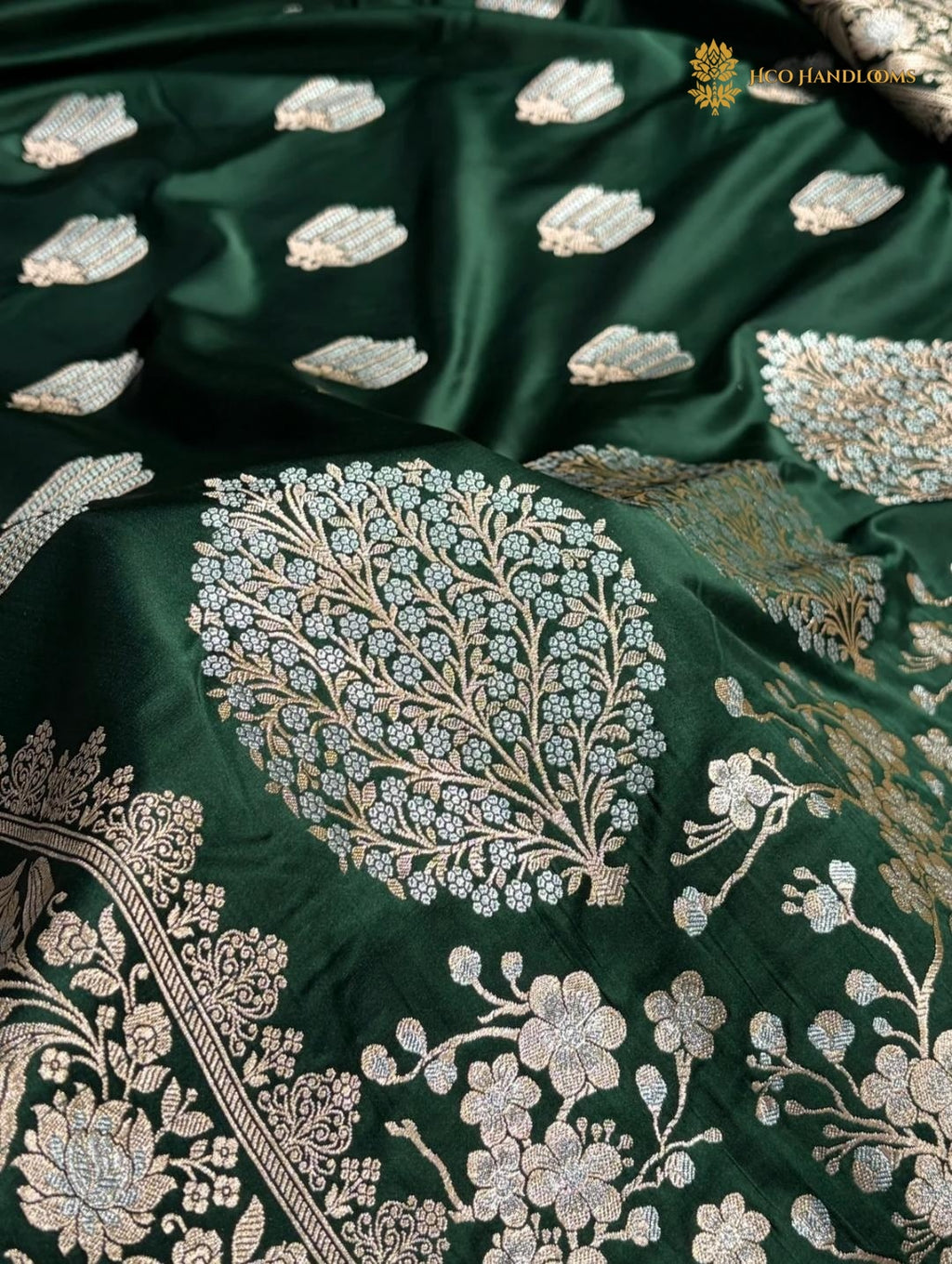 Premium Mashru Katan Silk Banarasi Saree - All Over Motifs