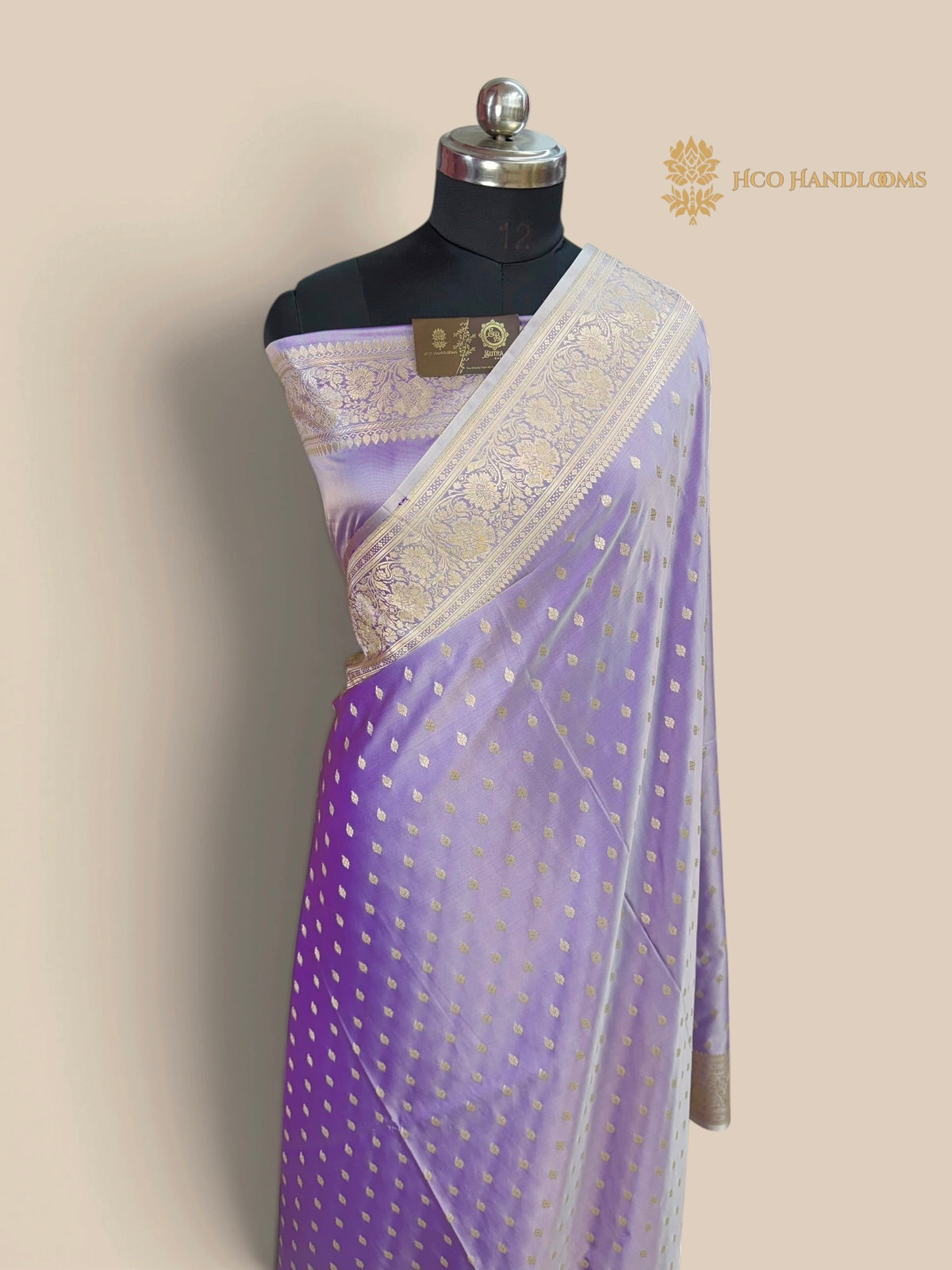 Pastel Lavender Premium Mashru Katan Silk Banarasi Saree - All Over Small Motifs
