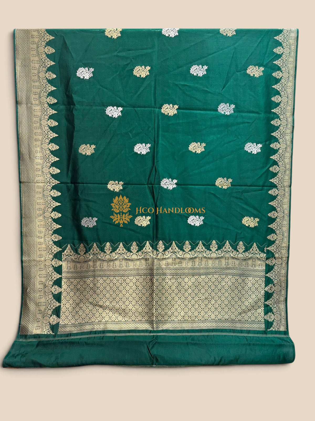 Green Pure Mango Katan Silk Handloom Banarasi Saree - Kadhua Motifs