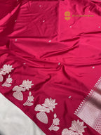 Cherry Red Premium Mashru Katan Silk Banarasi Saree - All Over Small Motifs
