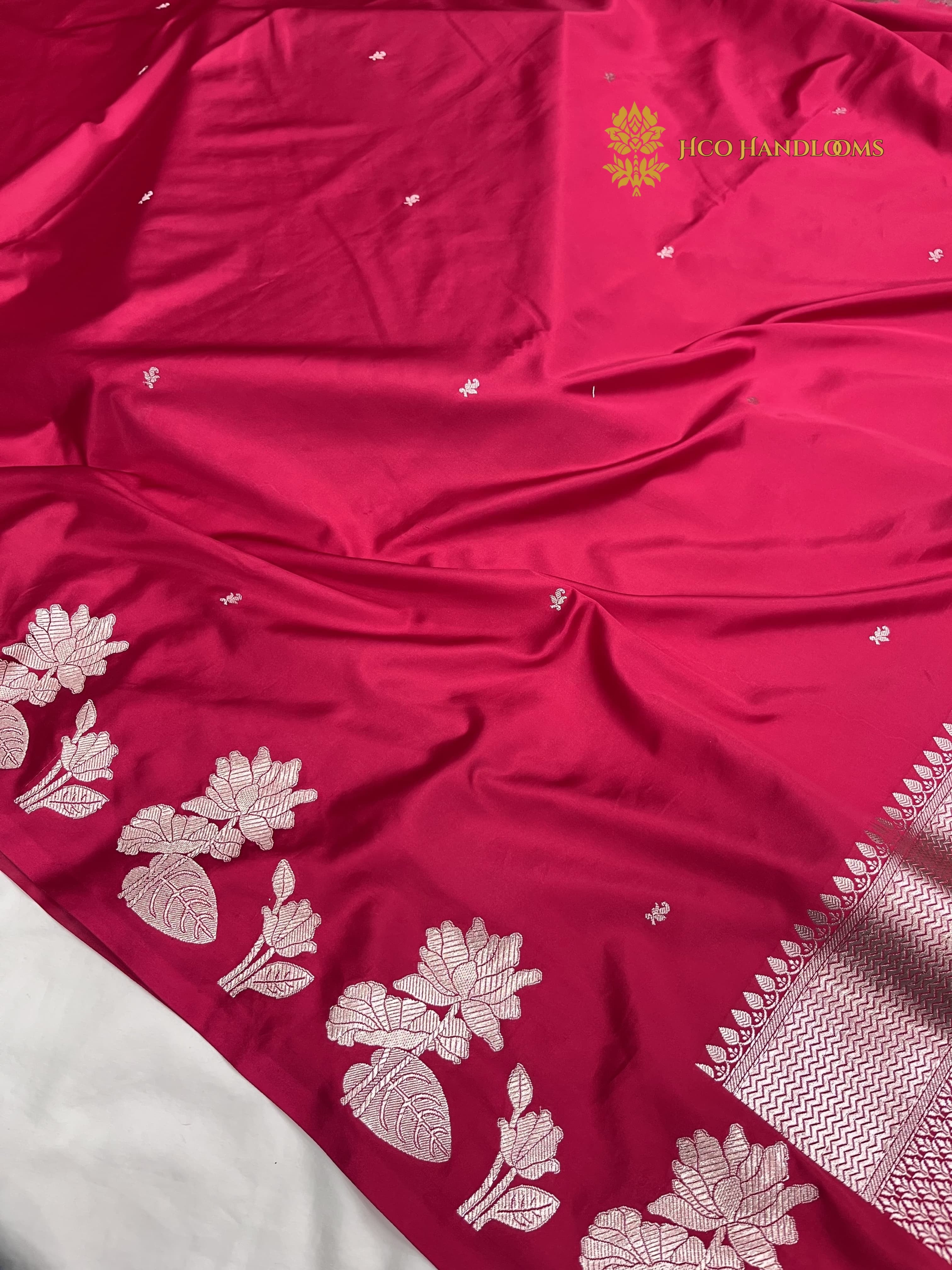 Cherry Red Premium Mashru Katan Silk Banarasi Saree - All Over Small Motifs