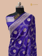 Purple Premium Mashru Katan Silk Floral Jangla Banarasi Saree