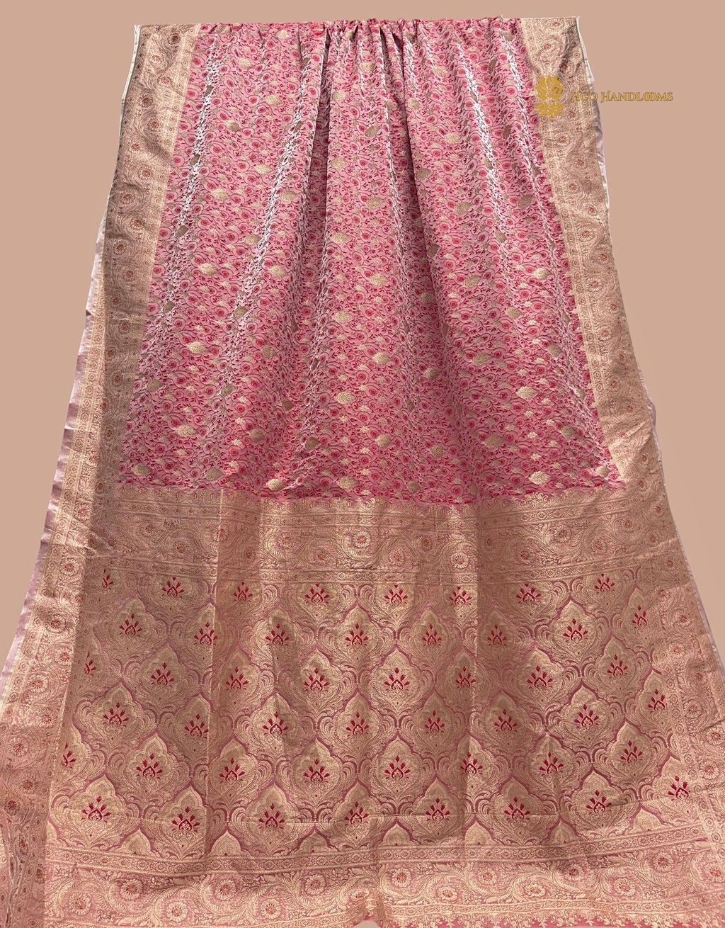 Pink Premium Mashru Katan Silk Tanchui Brocade Banarasi Saree