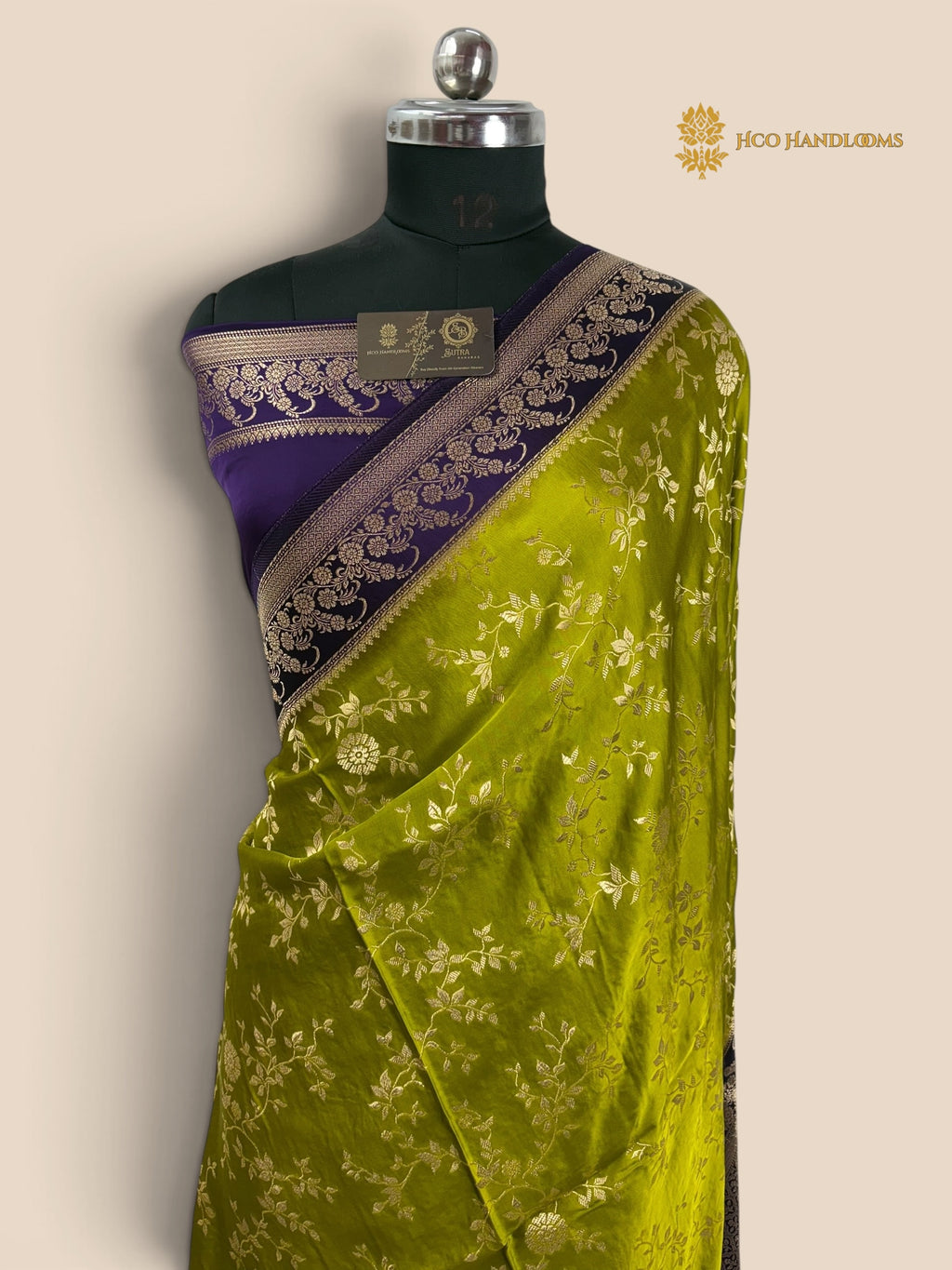 Premium Mashru Crepe Silk Banarasi Saree - All Over Floral Jaal