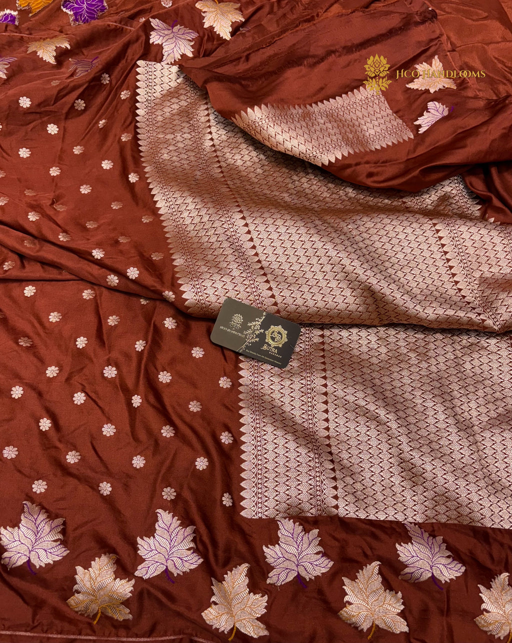 Premium Mashru Katan Silk Banarasi Saree With Floral Motifs