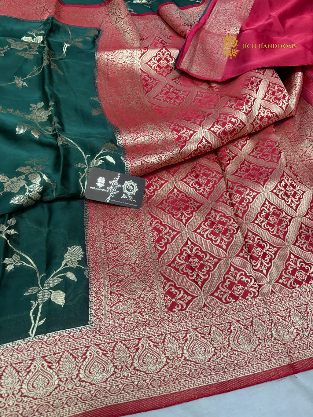 Premium Mashru Crepe Silk Banarasi Saree - All Over Jaal